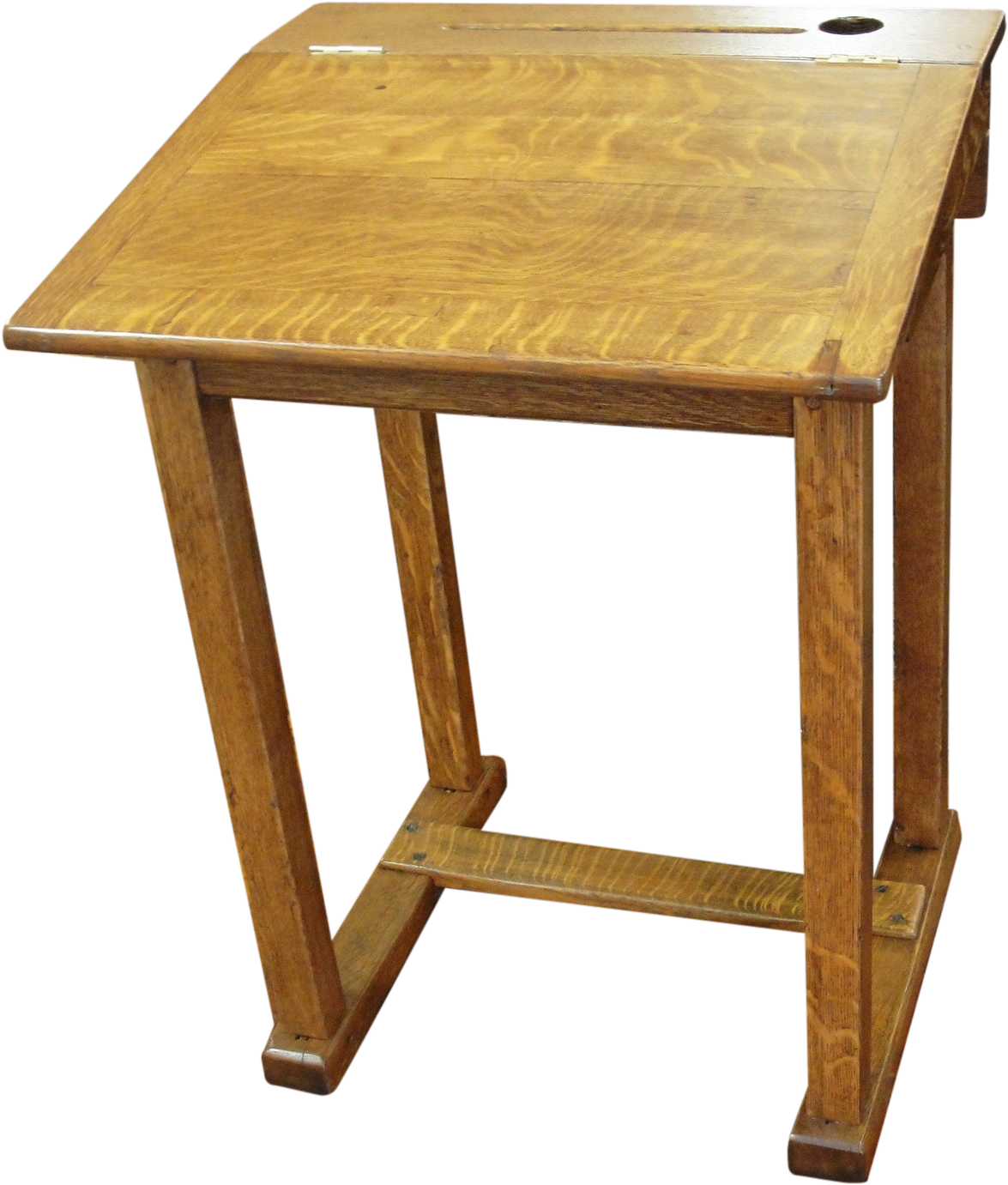 Vintage Oak School Desk Converts From Flat To Slant - Wooden School Desk Png (1380x1380), Png Download