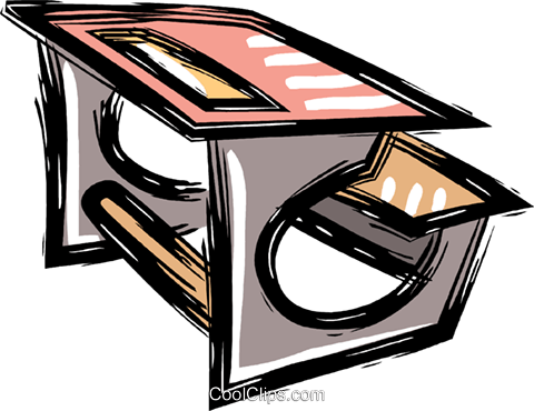 School Desk Royalty Free Vector Clip Art Illustration - Schulbank Clipart (480x370), Png Download
