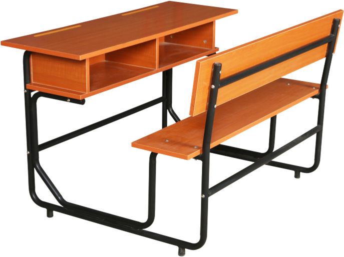 2 Person Student Plastic School Desk And Chair - School (695x636), Png Download