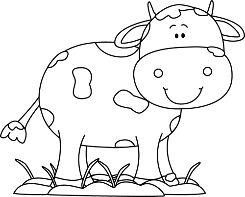 Cow In The Mud Black White Png Or8f6s Clipart - Cow Clipart Black And White (500x402), Png Download