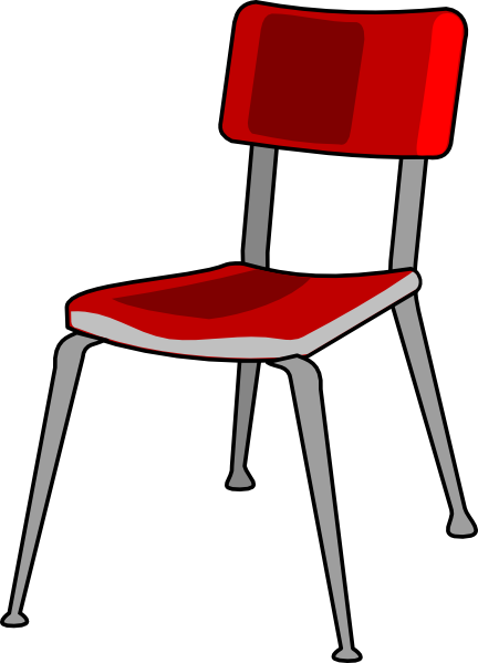Red Student Desk Chair Clip Art - Chair Clipart Png (432x599), Png Download