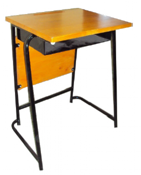 School Desk With Metal Shelf And Front Panel Hardwood - End Table (600x600), Png Download