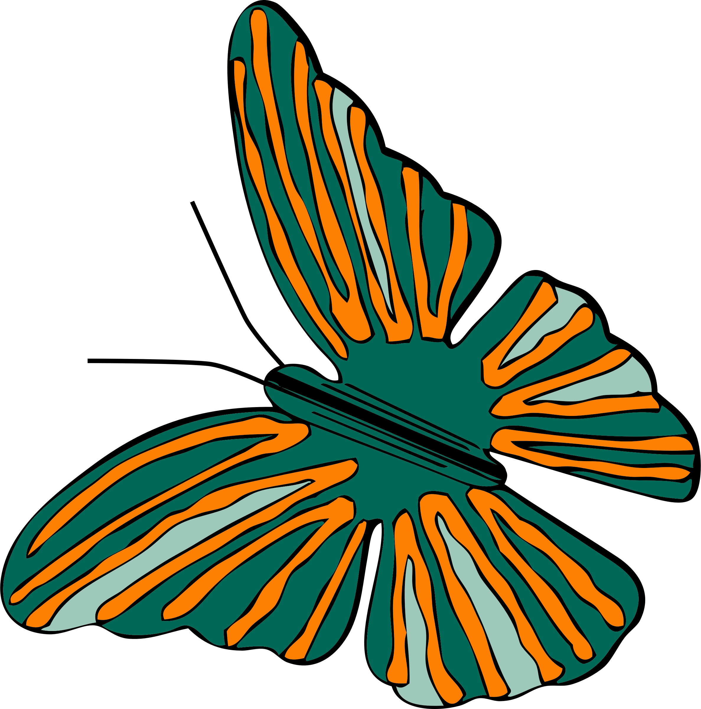 How To Set Use Green And Orange Butterfly Svg Vector (594x601), Png Download