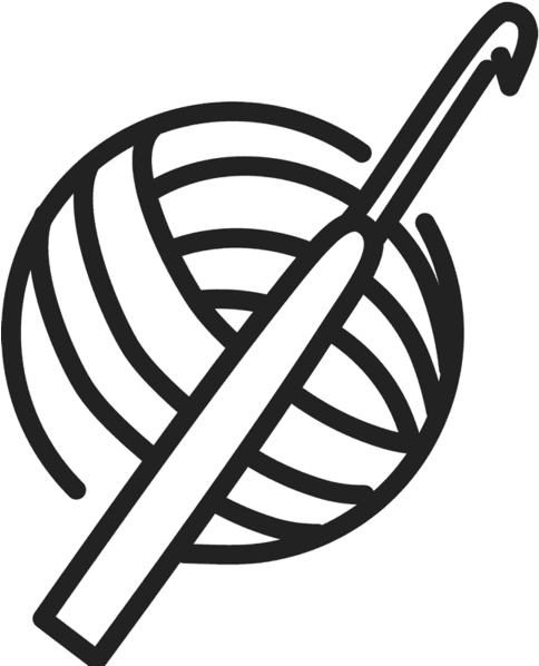 Crochet Hook And Yarn Rubber Stamp - Crochet Clipart Black And White (600x600), Png Download