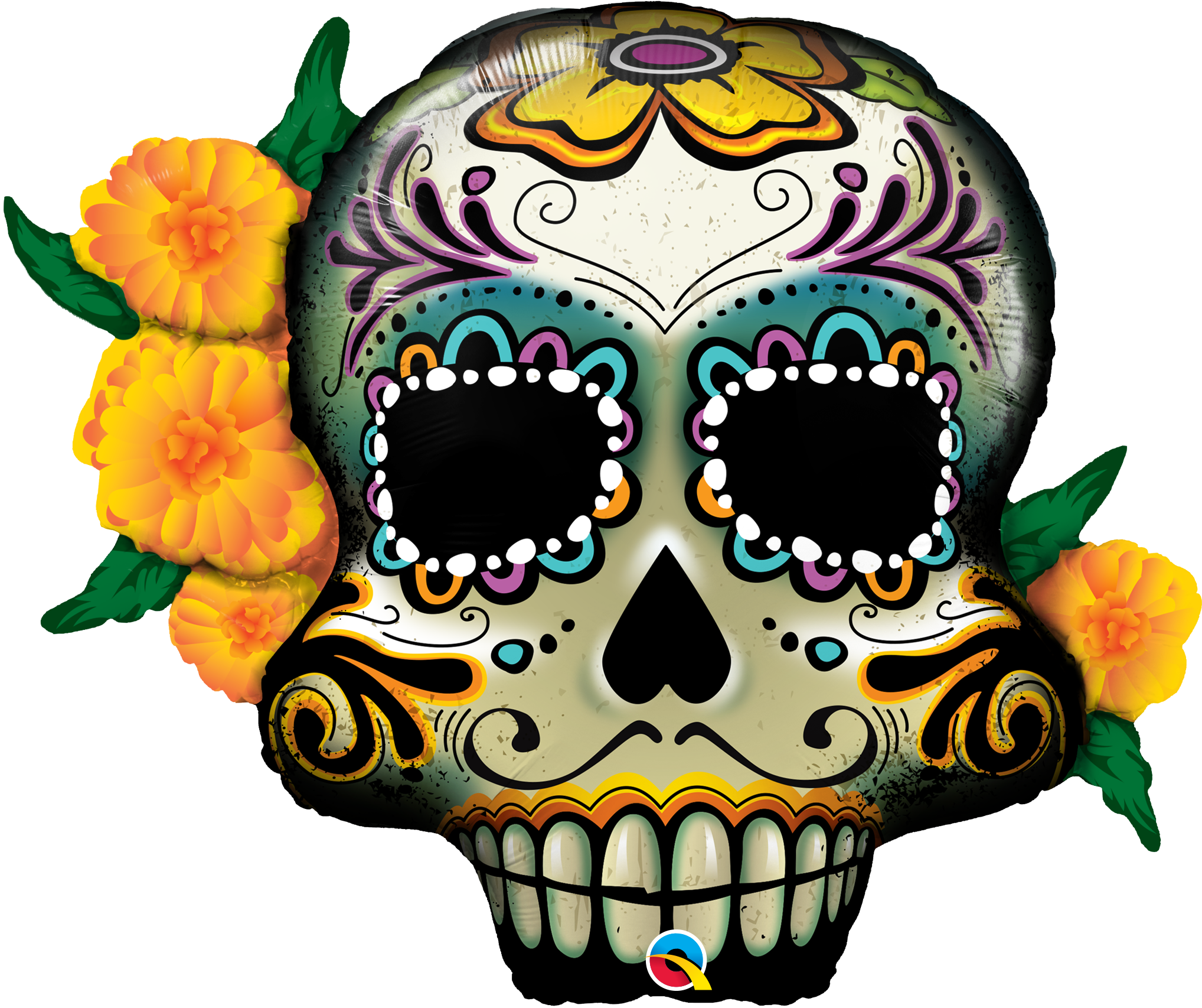 Day Of The Dead Skull Clipart At Getdrawings - Sugar Skull Birthday Balloons (2036x1706), Png Download