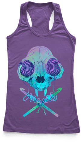 Cat Skull & Crochet Hooks - Every Woman Should Know How To Clean Tank (484x484), Png Download