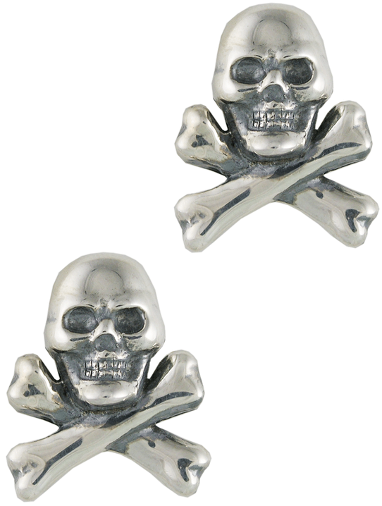 Pinto Ranch Skull And Cross Bones Silver Cufflinks - Figurine (544x800), Png Download