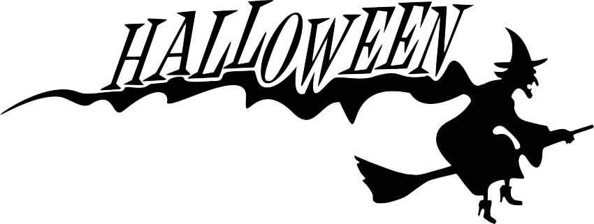 Halloween Png Transparent - Halloween Design Black And White (850x321), Png Download