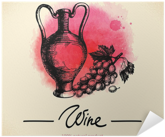 Watercolor Hand Drawn Sketch Poster • Pixers® • We - 12 Pack Wine Glass Tags - The Vinyard Collection - (400x400), Png Download
