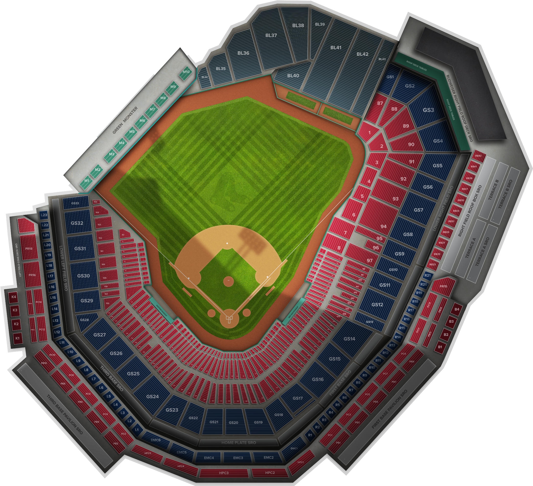 Grandstand 8 Fenway Park Row 5 (2560x1936), Png Download