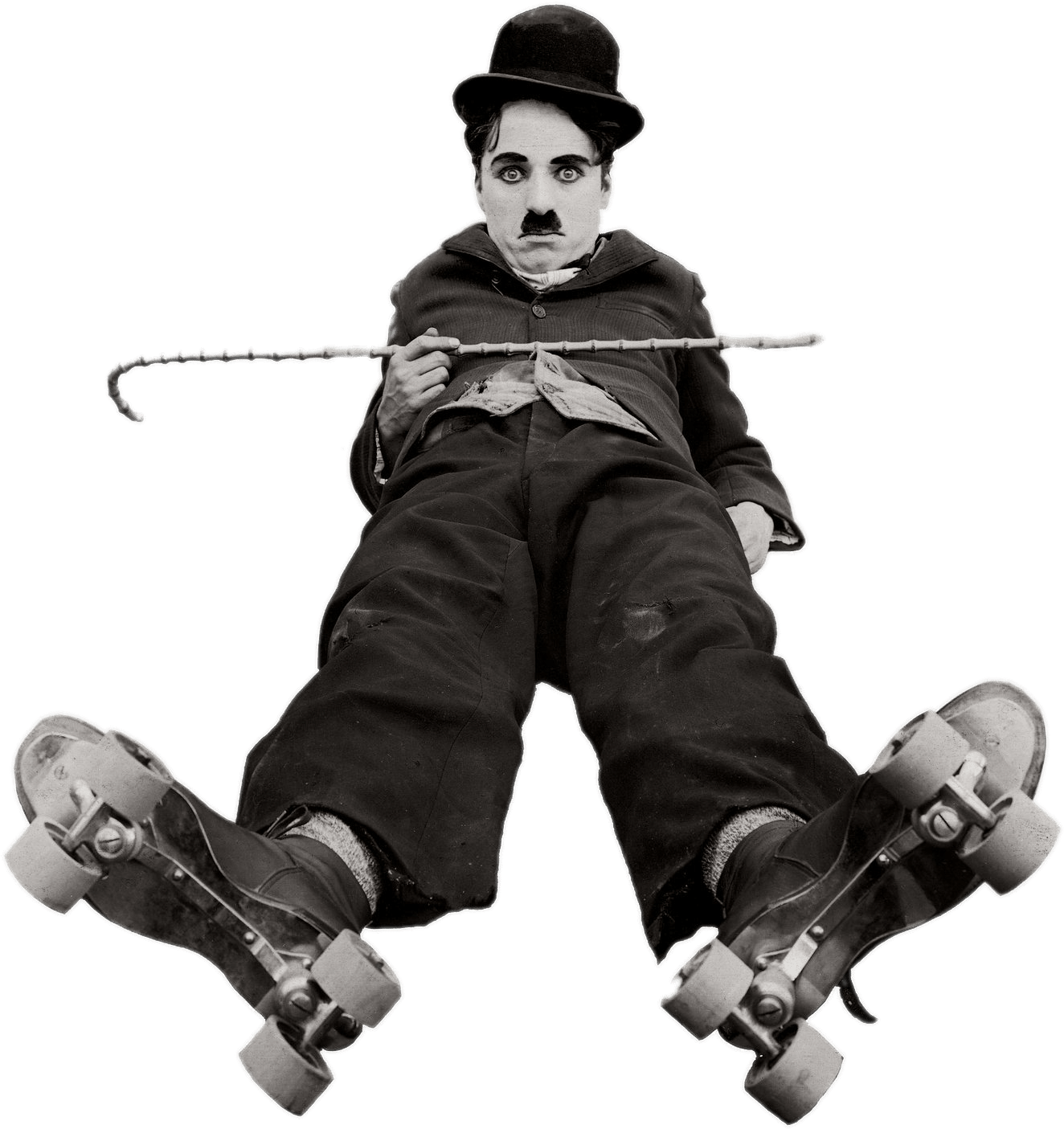 Charlie Chaplin On Roller Skates - Silent Screen Charlie Chaplin (2048x1632), Png Download