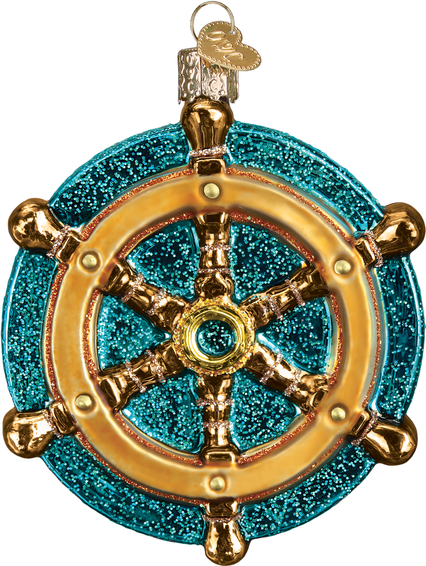 Ship Wheel Nautical Glass Ornament - Old World Christmas Labrador Pup Glass Blown Ornament (1200x1200), Png Download
