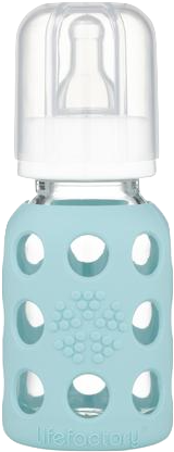 4 Oz Mint Glass Baby Bottle With 2pk White Flat Caps - Lifefactory Glass Baby Bottle With Silicone Sleeve (480x480), Png Download