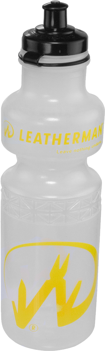 Clear Water Bottle With Yellow Print And Black Cap - Water Bottle (1200x1200), Png Download