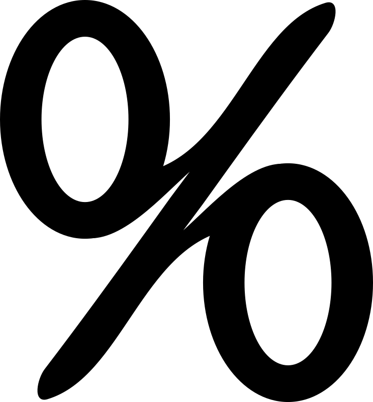 Math Clipart Black And White - Percentage Sign Vector (742x800), Png Download