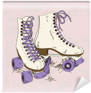 Illustration With Retro Roller Skates Wall Mural • - Disegni Pattini A Rotelle (400x400), Png Download