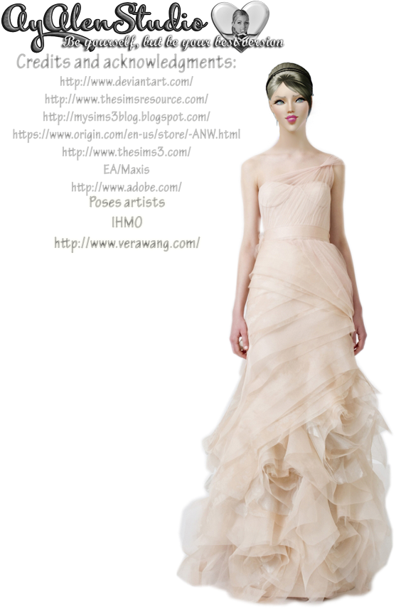 Precut Sims 3 Dolls Png - Jessica Biel Pink Wedding Dress (605x876), Png Download