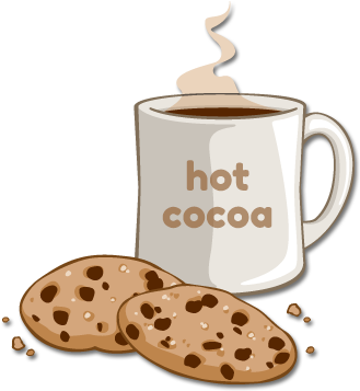 Steaming Hot Cocoa And Chocolate Chip Cookies - Tasse Kakao Clipart (388x390), Png Download