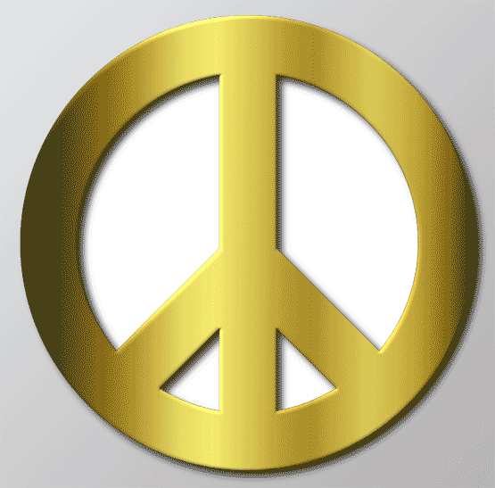Peace Sign Gold Cool Template Themes On Your Photos - Gold Peace Sign (555x547), Png Download