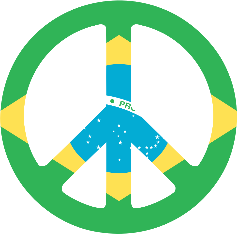 Brazil Peace Symbol Flag 3 555px 34 - Simbolo De Reciclagem Azul (555x555), Png Download