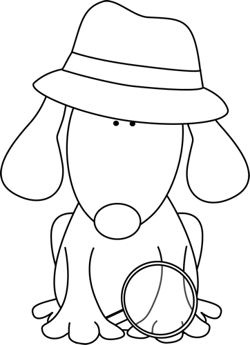 Black And White Detective Dog - Detective Dog Clipart Black And White (362x500), Png Download