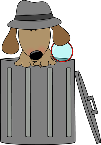 Clip Art Images Looking For Clues In - Dog In A Trash Can (349x500), Png Download