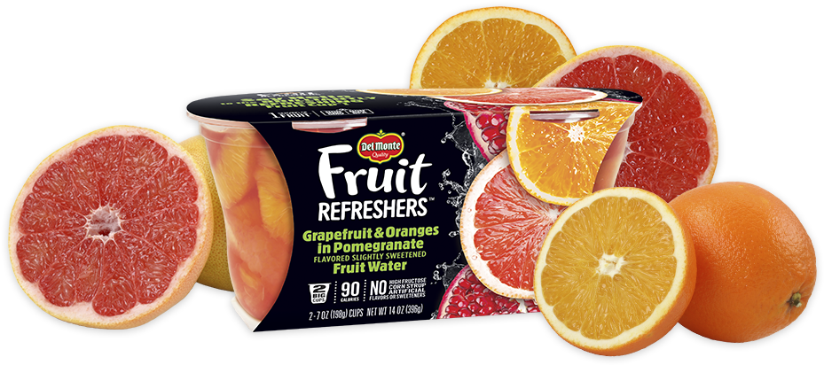 Fruit Refreshers® Grapefruit & Oranges In Pomegranate - Del Monte Fruit Refreshers Pineapple In Passion Fruit (1050x500), Png Download