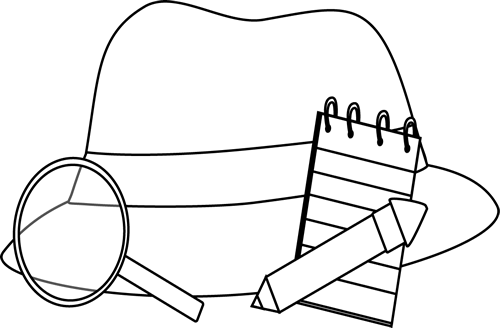 Black And White Detective Supplies Clip Art - Black And White Detective Hat (500x328), Png Download