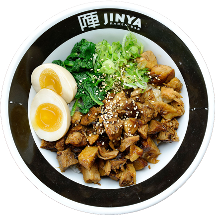 Slow-braised Pork Chashu, Spinach, Green Onion, Seasoned - Boiled Egg (500x500), Png Download