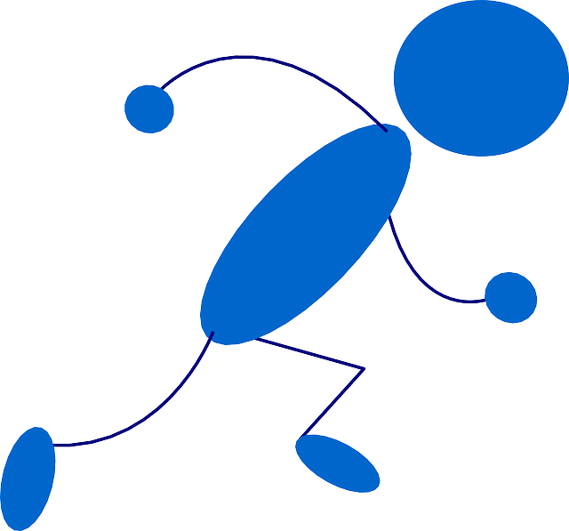 Blue, Stick, People, Man, Guy, Runner, Figure, Person - À Vos Marques Prêt Partez (640x597), Png Download