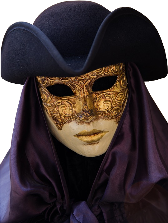 Venice Carnival Costume With Mask And Hat - Mask Venice Carnival Costume (539x720), Png Download