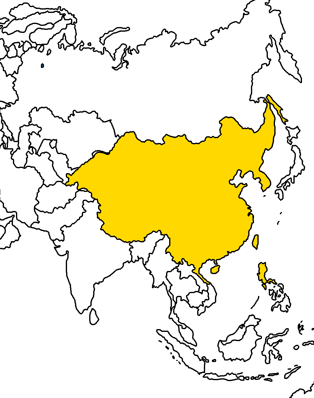 Shen Rei - Map With Labels Asia (1021x1294), Png Download