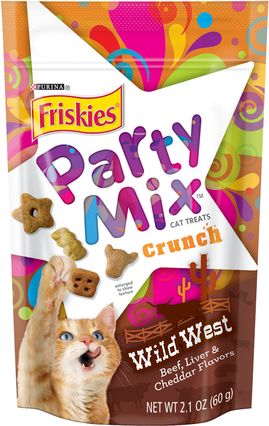Friskies Party Mix Crunch Wild West Beef, Liver & Cheddar - Party Mix Cat Food (800x1000), Png Download