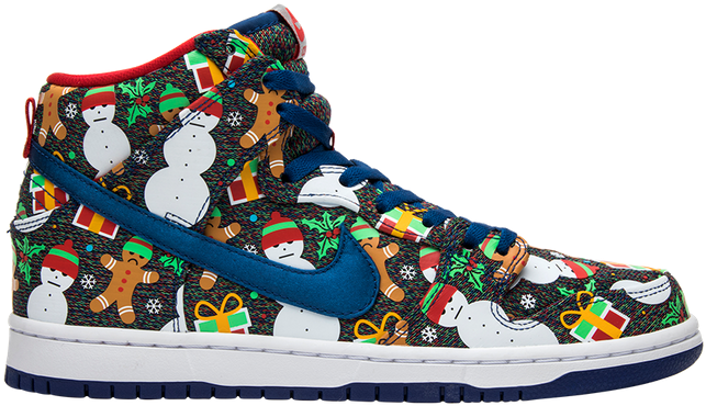 Nike Concepts X Sb Dunk Pro High 'ugly Christmas Sweater' - Nike Sb Ugly Christmas Sweater (750x750), Png Download
