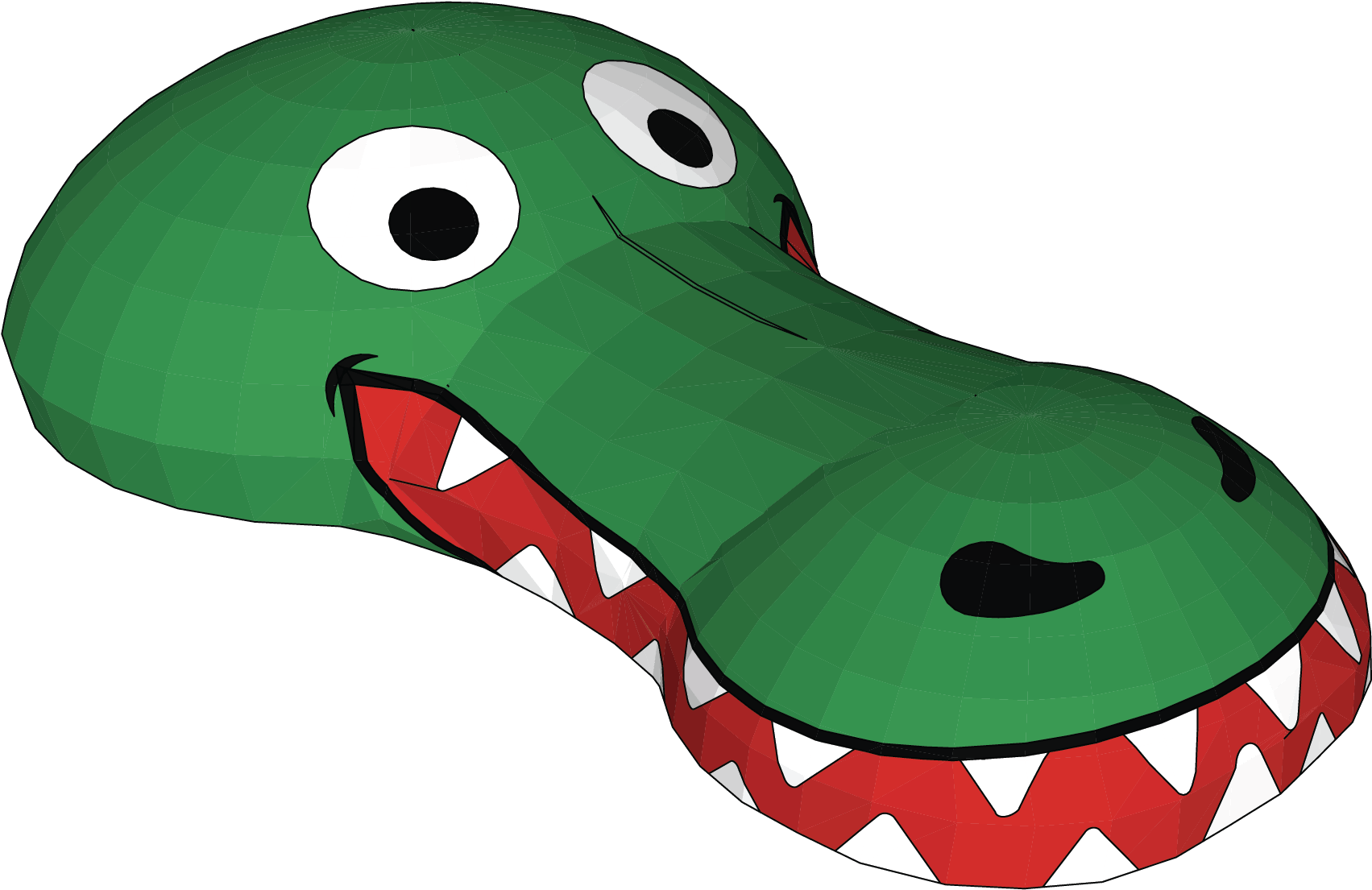 3d Head Of Crocodile - Cartoon (3000x1670), Png Download