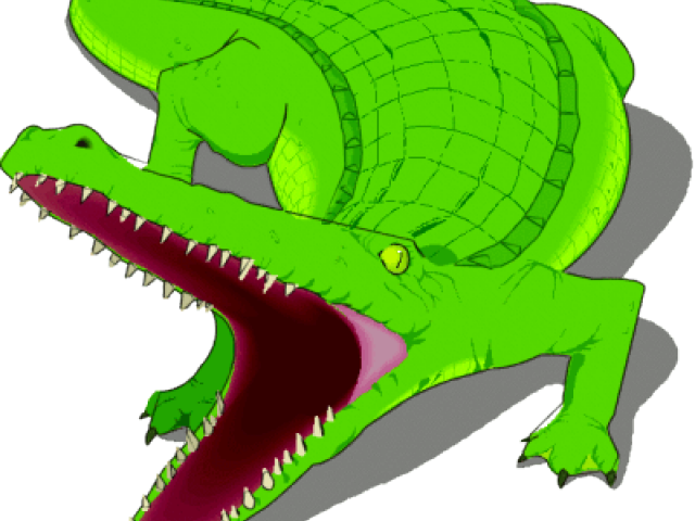 Cartoon Alligator With Mouth Open (640x480), Png Download