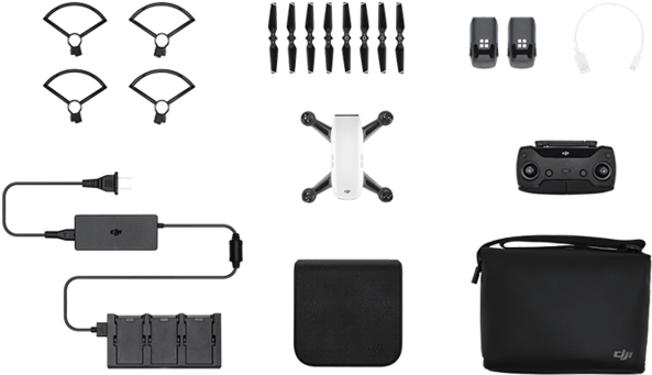 Dji Spark Drone -fly More Combo With Remote & Accessories - Dji Spark Fly More Combo Yellow (640x640), Png Download