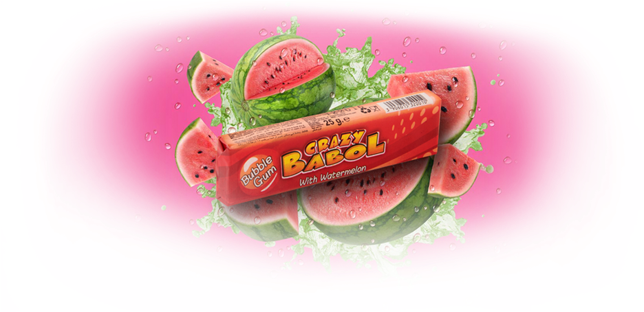 Crazy Babol Watermelon - Watermelon (1200x580), Png Download