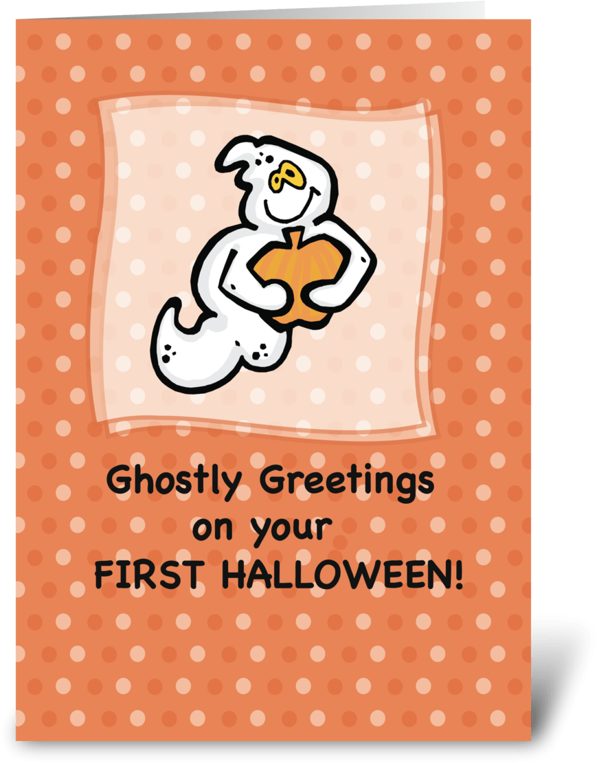 First Halloween, Ghostly Greetings - Greeting Card (1050x1188), Png Download