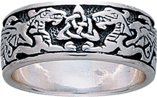 Celtic Dragons Silver Ring - Ring (555x555), Png Download