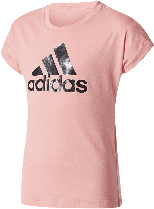 Adidas Girls' Logo Short Sleeve T Shirt - Tee Shirt Adidas Rose (800x800), Png Download