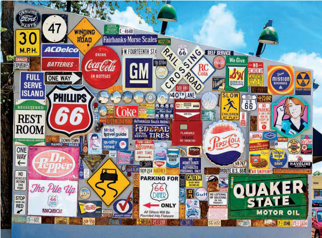 Old Ad Signs, Road Signs And Vehicle License Plates - Flyer (640x640), Png Download