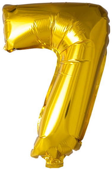 Foilballoon No - - Gold Number 7 Balloon Png (650x650), Png Download