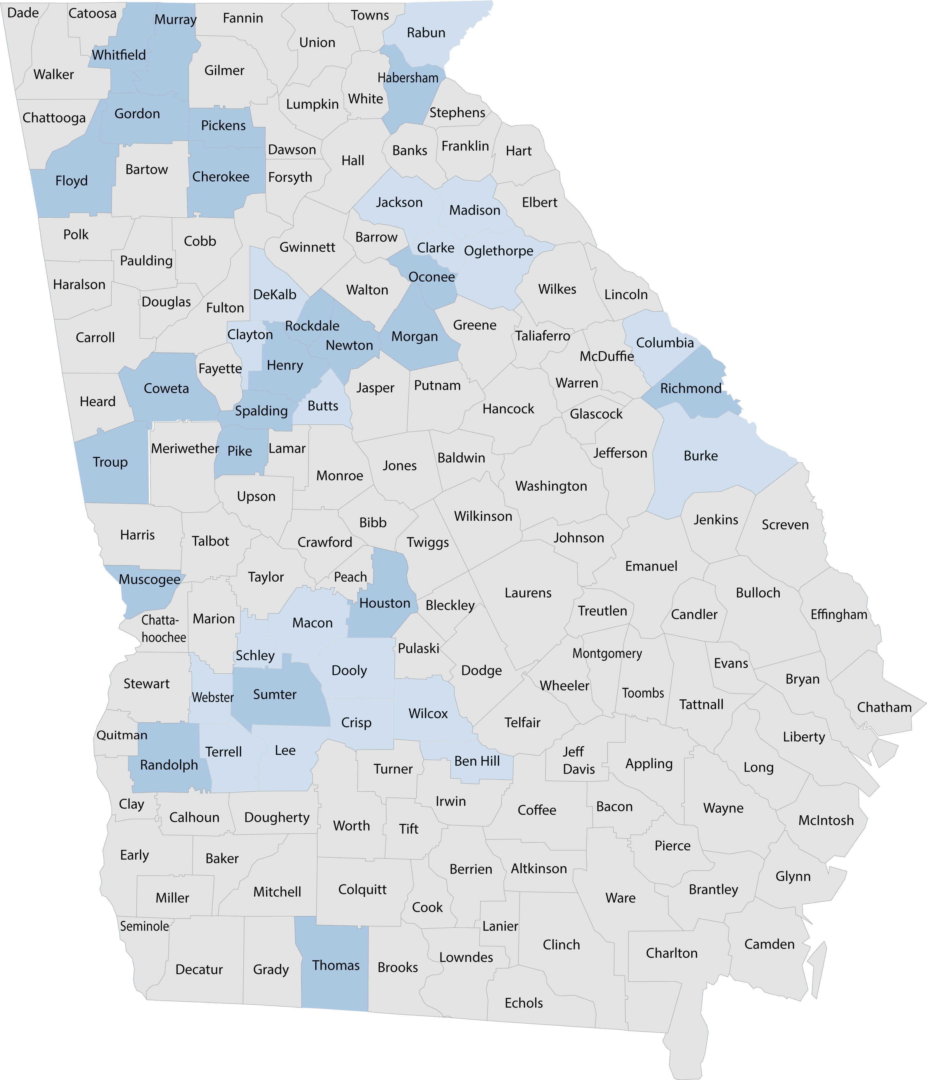 12county Label Vector Georgia Map - Creative Arts (3173x3697), Png Download