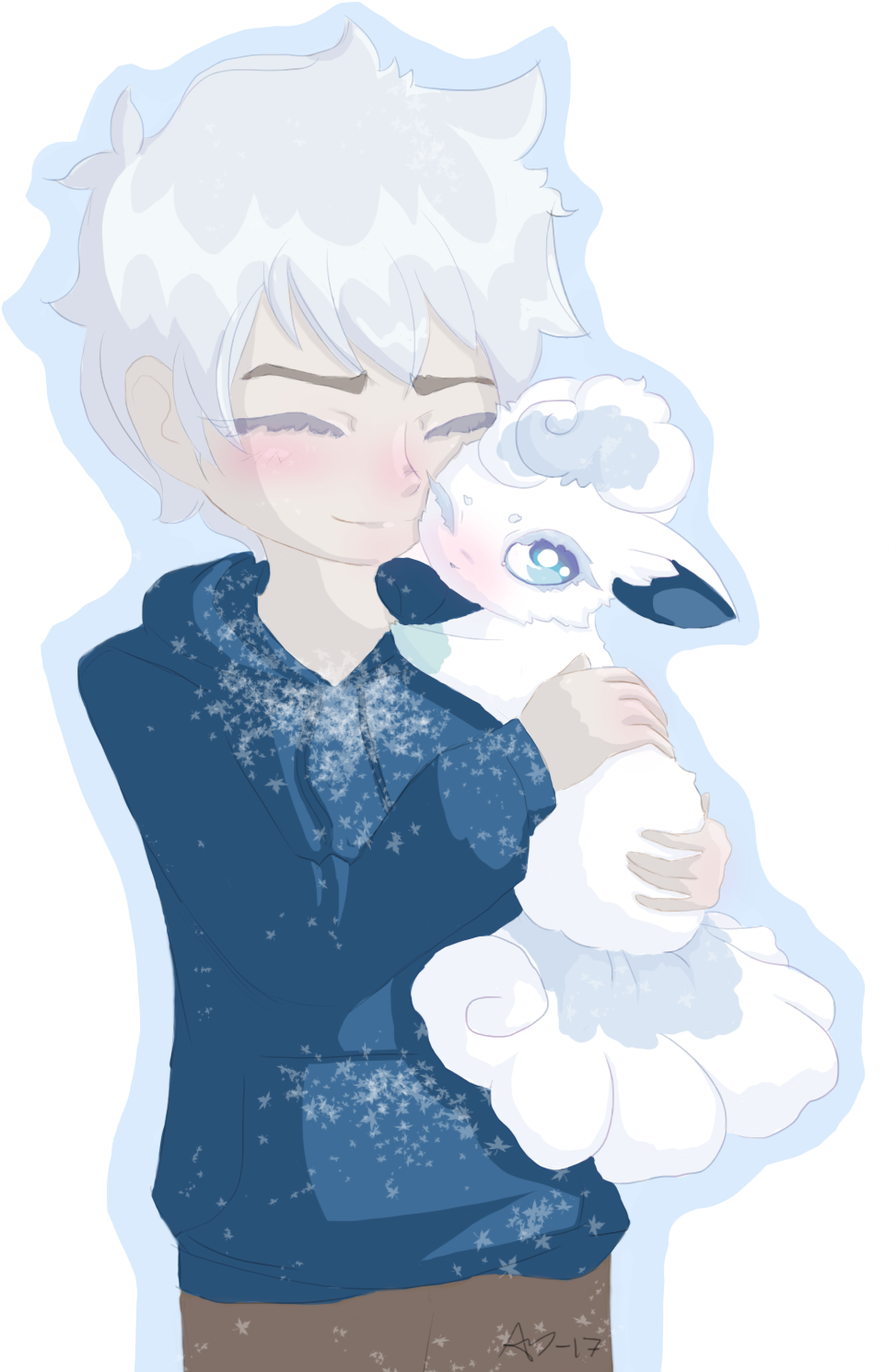 Jack Frost And Alola Vulpix By Amicyberspace - Alola Vulpix Versão Humana (1371x1550), Png Download