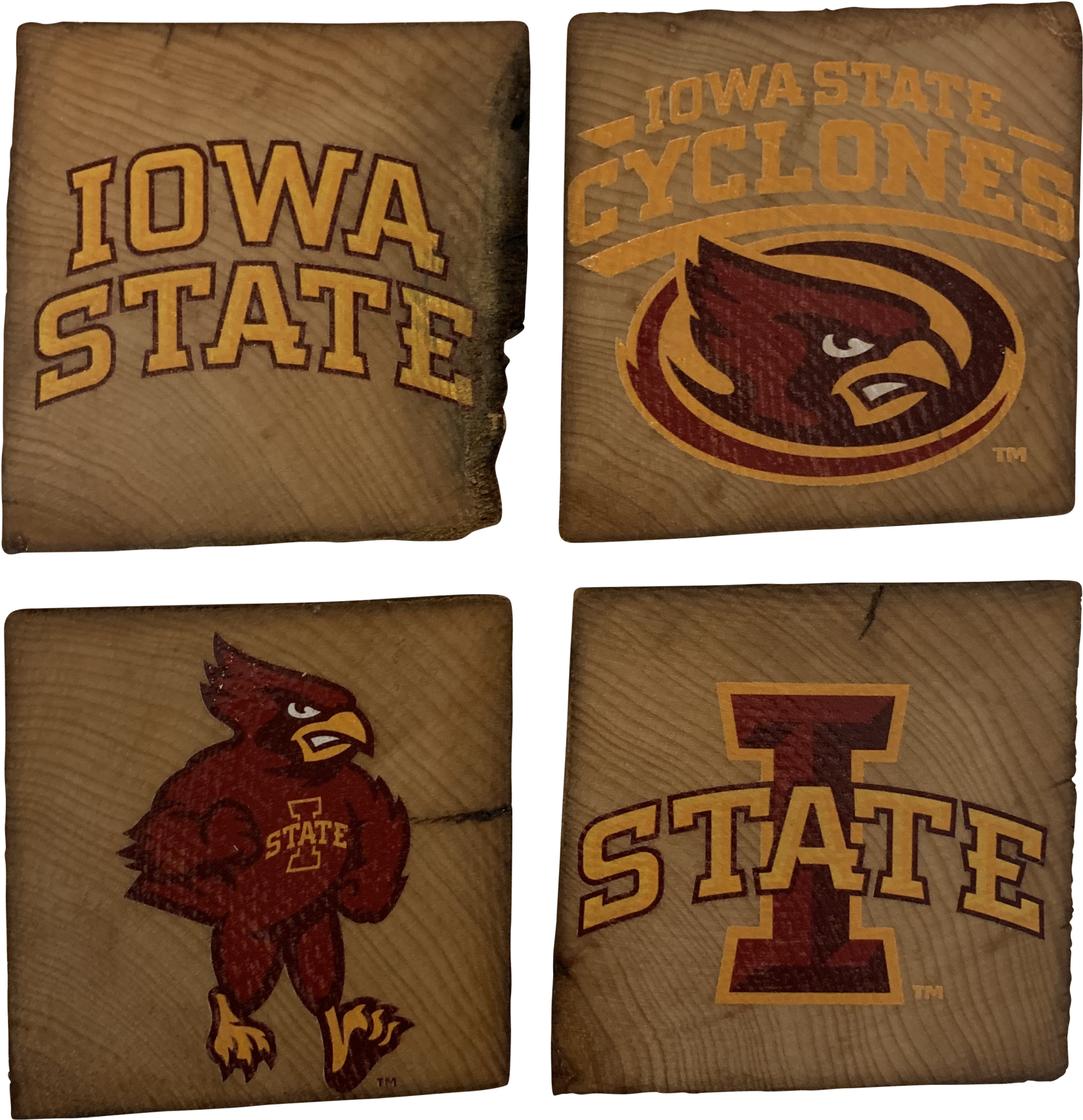 Iowa State University Reclaimed Barn Beam Coaster Set - Leather (2000x2000), Png Download