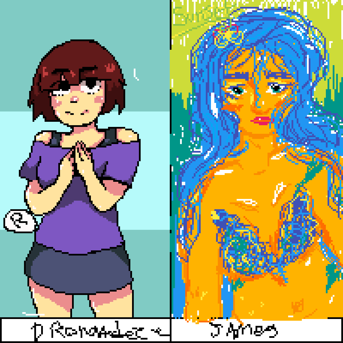 Weeaboo And Mermaid - Cartoon (1200x1200), Png Download