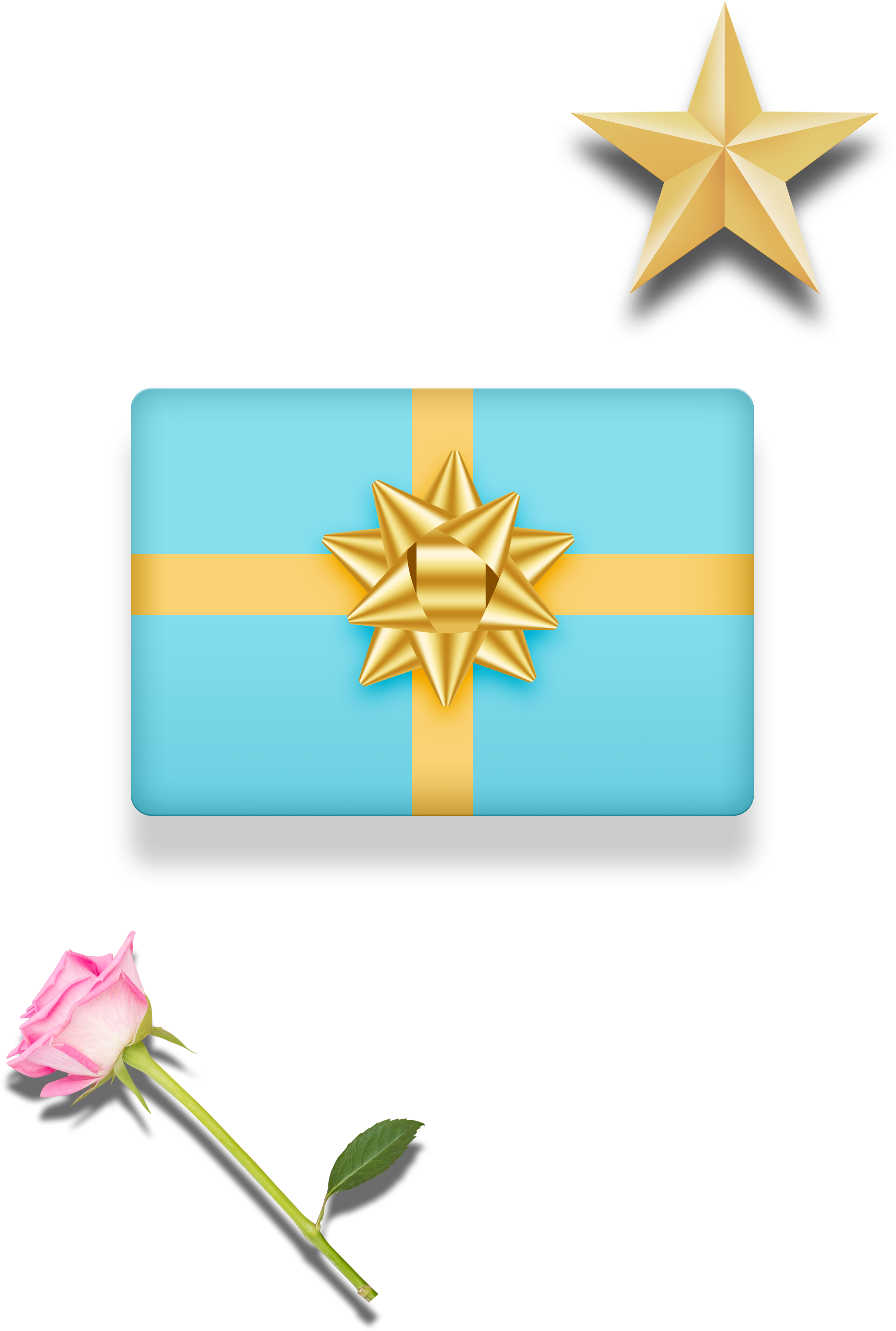 Blue Texture Gift Box Decoration Vector - Rose (3485x4352), Png Download