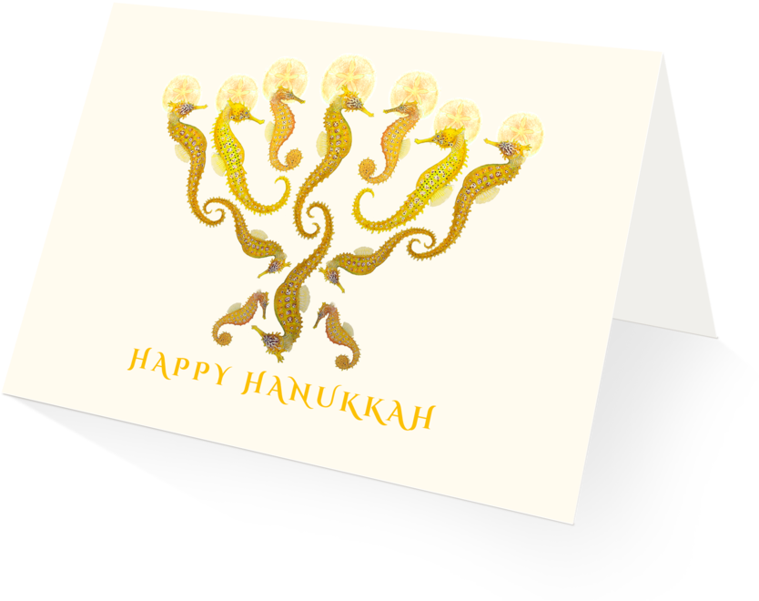 Seahorse Menora Holiday Card - Paper (1024x825), Png Download