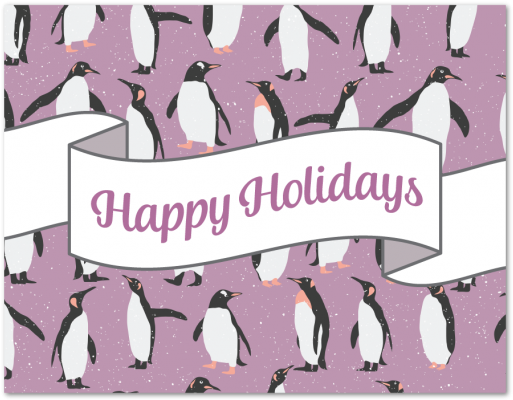 Penguins Holiday Greeting Card - Penguin (570x760), Png Download